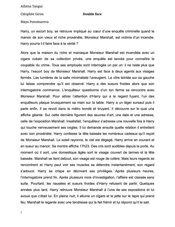 Synopsis Double face